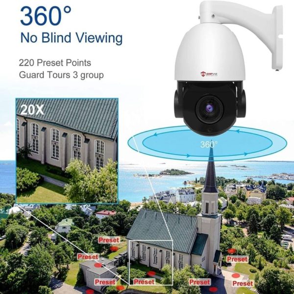 Anpviz 5MP POE PTZ IP Surveillance Camera 20X Optical Zoom, PTZ IP Security Camera Outdoor Indoor with Mic/Audio, Person Vehicle Detection, IR Night Vision, Metal, Pan 360°/Tilt 90°, IP66 Waterproof - Image 3