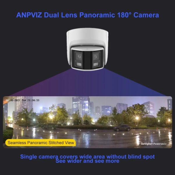 Anpviz 6MP PoE Dual-Lens Security Camera, Panoramic 180°Ultra-Wide Angle, IP Dome Turret Camera with Human/Vehicle Detection, Starlight Sensor, Two Way Talk, Built-in MicroSD Card Slot - Image 3