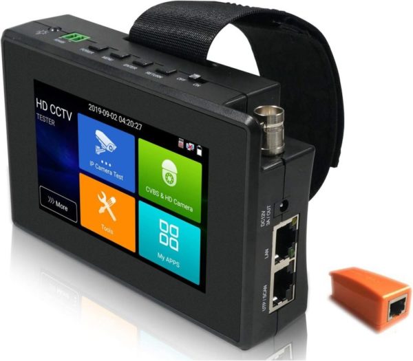 Anpviz CCTV Tester, 4-inch Touch Screen 5-in-1 HD IP Tester. H.265/4K TVI/AHD/CVI & CVBS Analog Camera RJ45 TDR Cable, DC12V 3A, 48V PoE power output, Built in 2400mAh Battery(IPC-1800ADH Plus)