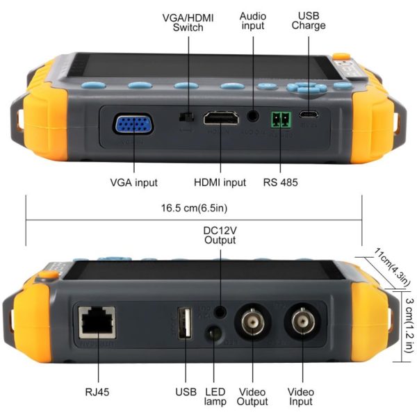 Anpviz 5 Inch 4-in-1 CCTV Monitor Tester, AHD/TVI/CVI/CVBS Coaxial Analog Video Monitor Tester, UTP/PTZ Cable Test for 8MP/5MP/4MP/1080P Analog Security Camera, VGA DC12V Output Camera Portable CCTV Tester - Image 3