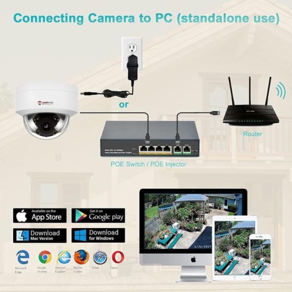 Anpviz 5MP PoE IP Dome Camera with Audio/Microphone IP Security Camera Outdoor Night Vision 98ft Weatherproof IP66 Indoor Wide Angle 2.8mm 24/7 Recording Motion Detection Alert#IPC-D250W-S - Image 2