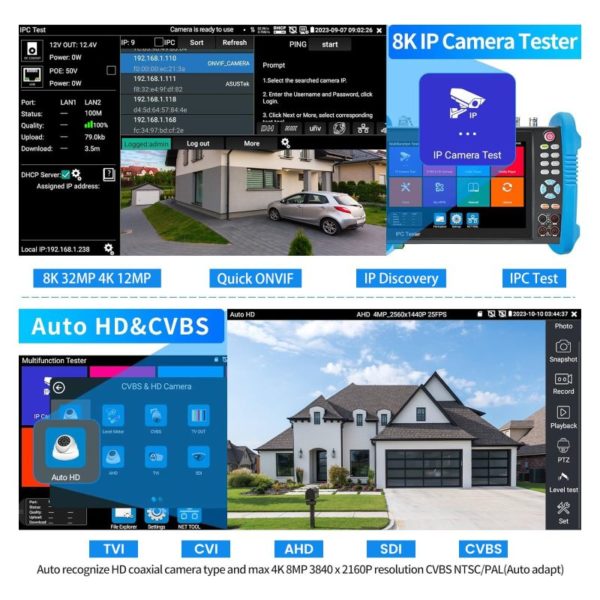 Anpviz 7-inch CCTV Camera Tester, 8MP Full Features IPS Touch Screen Monitor CCTV Tester, 5 in 1 AHD CVI TVI CVBS IP Camera Tester, Support DMM OPM VFL TDR Feature POE PTZ WiFi 4K HDMI, IPC-9800MOVTADHS Plus - Image 4