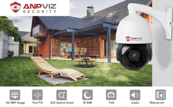 Anpviz 5MP POE PTZ IP Surveillance Camera 20X Optical Zoom, PTZ IP Security Camera Outdoor Indoor with Mic/Audio, Person Vehicle Detection, IR Night Vision, Metal, Pan 360°/Tilt 90°, IP66 Waterproof - Image 4