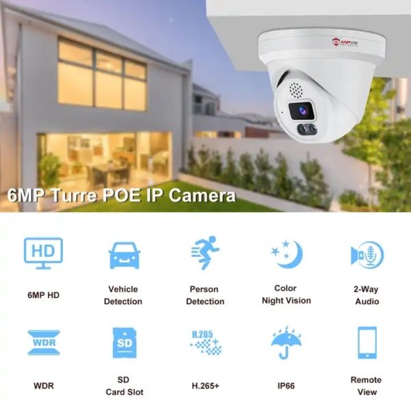 Anpviz 8MP 4k IP Camera Turret POE camera AI Human&Vehicle Detection Built in MIC Two-way audio Full Color and IR night vision - Image 2