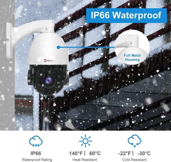 Anpviz 5MP POE PTZ IP Surveillance Camera 20X Optical Zoom, PTZ IP Security Camera Outdoor Indoor with Mic/Audio, Person Vehicle Detection, IR Night Vision, Metal, Pan 360°/Tilt 90°, IP66 Waterproof - Image 2